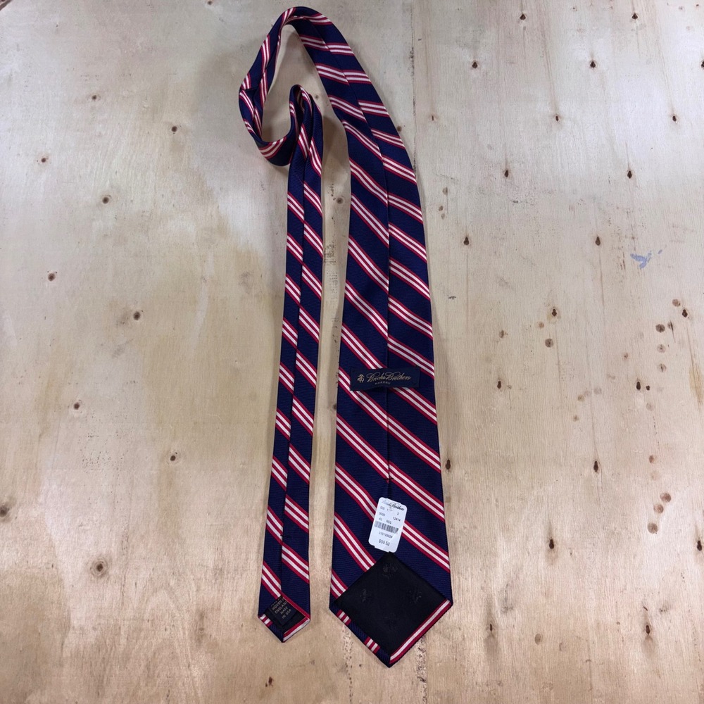 Brooks Brothers Makers Navy Red White Repp Stripe Silk Tie Made in USA England